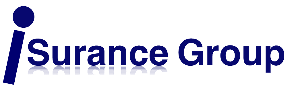 Logo der iSurance Group in blauer Schrift auf dunklem Hintergrund.