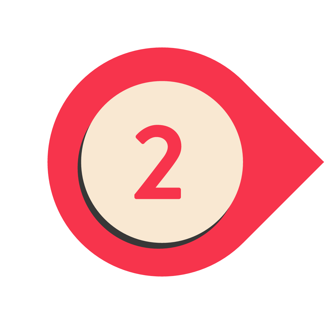 Rotes Symbol mit einer weißen, runden Fläche, die die Zahl zwei zeigt.