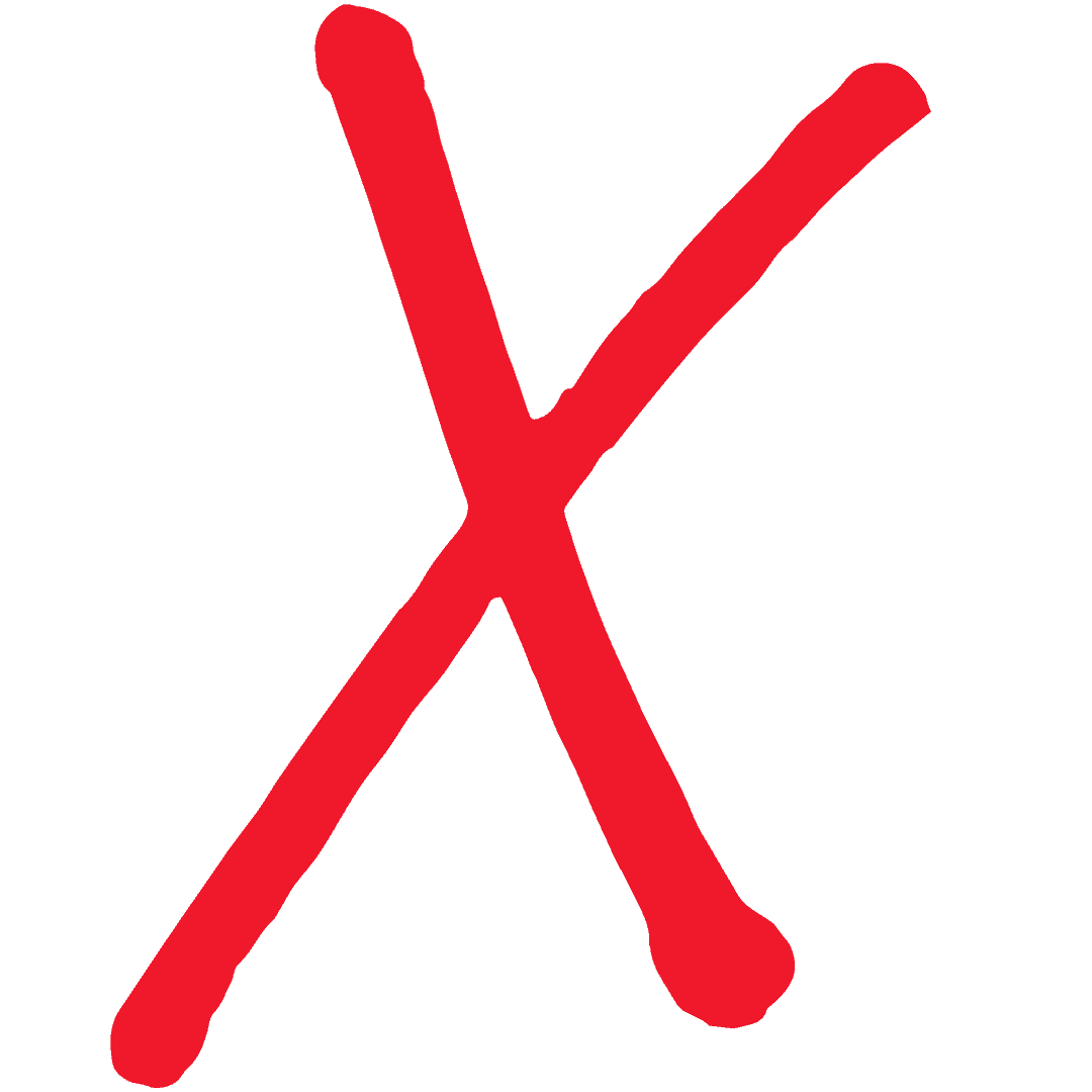 Rotes X-Symbol auf schwarzem Hintergrund, das eine negative Markierung darstellt.