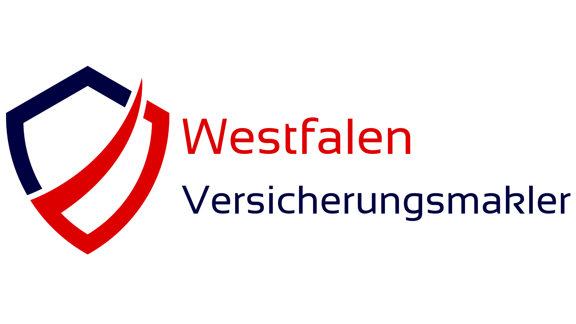 Logo von Westfalen Versicherungsmakler mit rotem und blauem Schild-Design.