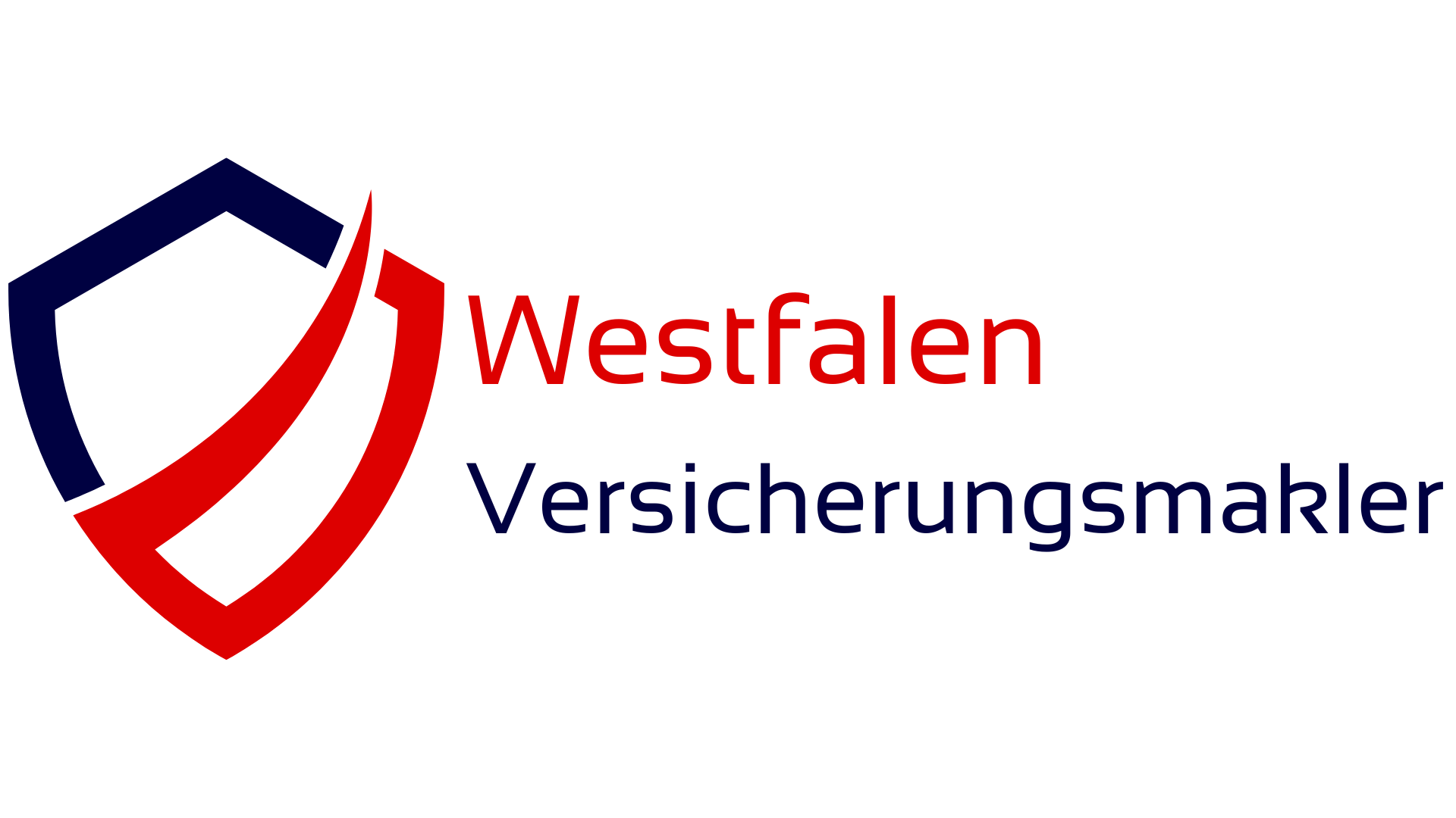 Logo der Westfalen Versicherungsmakler mit einem Schild und dem Schriftzug in Rot und Blau.