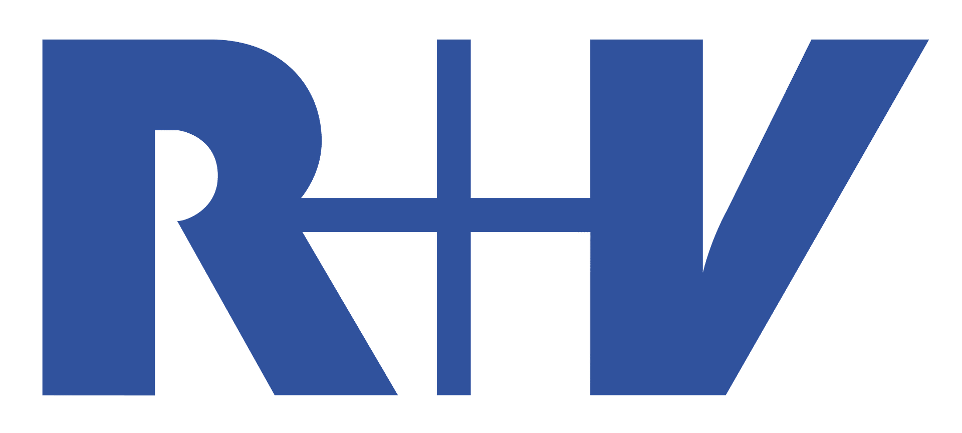 Logo der R+V Versicherung in blauer Schrift auf transparentem Hintergrund.