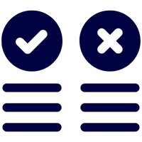 Symbol mit einem Häkchen und einem Kreuz, die Zustimmung und Ablehnung darstellen.
