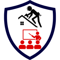 Logo der Westfalen Versicherungsmakler mit einem Schild und Symbolen für Bau und Versicherung.