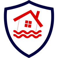 Logo der Elementarversicherung mit einem Haus und einem Schutzschild in rot und blau.
