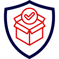 Grafik eines Schildes mit einem Häkchen und einer Box, die Maschinenbruchversicherung darstellt.