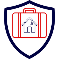 Logo einer Mietnomadenversicherung mit einem Schutzschild und einem Haus-Symbol.