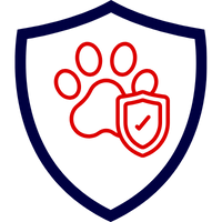 Logo einer Tierversicherung mit einem Pfotenabdruck in einem Schild.