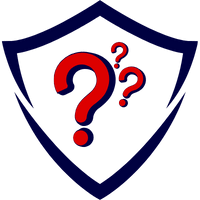 Ein Schild mit roten Fragezeichen in verschiedenen Größen auf blauem Hintergrund.