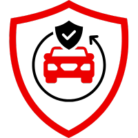 Rotes Schild mit einem Auto-Symbol, das Kfz-Versicherung darstellt.
