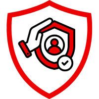 Grafische Darstellung eines Symbols für Privathaftpflichtversicherung mit einem Schild und einem Häkchen.