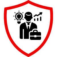 Rotes Schild-Symbol, das eine Schutz- oder Sicherheitskonzeption darstellt.