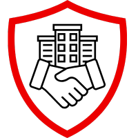 Rotes Schildsymbol, das Schutz oder Sicherheit darstellt, auf transparentem Hintergrund.