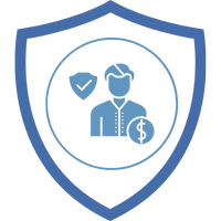 Symbol eines Schutzschildes mit einer stilisierten Darstellung von Personen und einem Schutzsymbol in der Mitte.