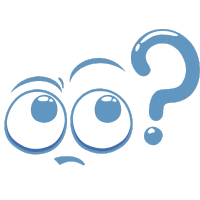 Blaue Cartoonfigur mit großen Augen und einem Fragezeichen über dem Kopf, symbolisiert Unsicherheit oder Fragen.