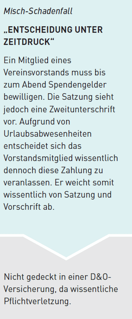 Text über einen Misch-Schadenfall in Bezug auf eine Versicherung und Vertrauensschadenversicherung.