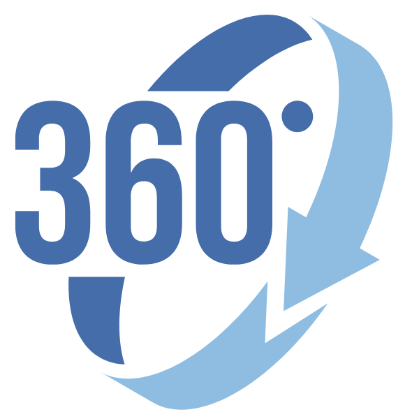 Logo mit der Zahl 360 und einem stilisierten Pfeil, der eine Rotation darstellt.
