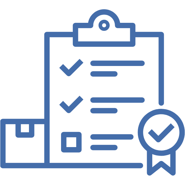 Symbol für Bürgschaften mit Häkchen und Kästchen in einem grafischen Design.