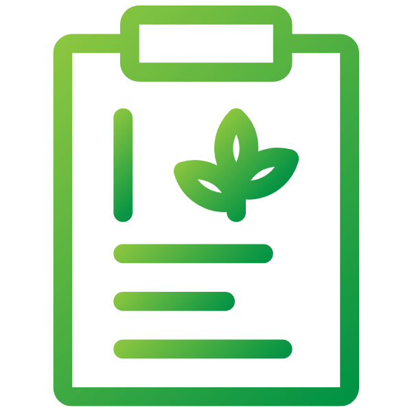 Grünes Icon eines Dokuments mit einem Blatt auf einem Clipboard für CSRD-Dokumentation.