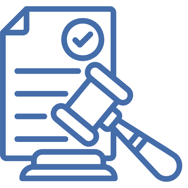 Grafisches Icon, das Haftungsrisiken in einem klaren, blauen Design darstellt.