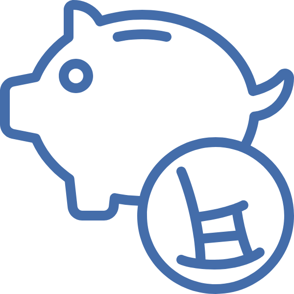 Grafik eines Sparschweins mit einem Diagramm zur finanziellen Vorsorge.