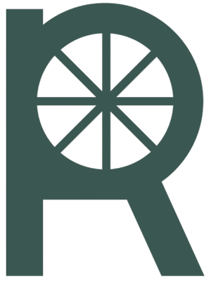 Dunkelgrünes Logo mit kreisförmigem Fenster-Symbol, vermutlich das Markenlogo des Revier Versicherungsmakler im Ruhrgebiet.