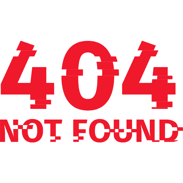 Rote Grafik mit der Aufschrift '404 Not Found' in großen Buchstaben.