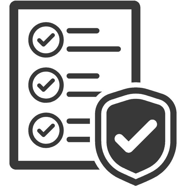 Grafik mit einer Checkliste und einem Schutzschild, das Sicherheit symbolisiert.