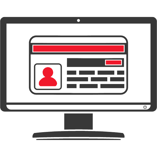 Grafik eines Computerbildschirms, der eine ID-Karte mit einem Benutzerprofil zeigt.