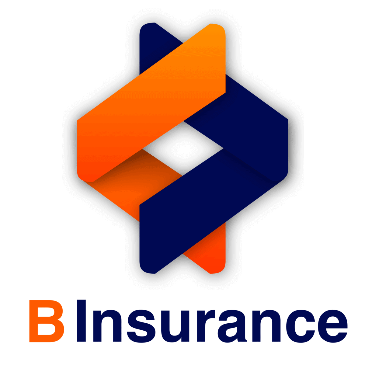Logo von B Insurance mit orange-blauen geometrischen Formen und Schriftzug.